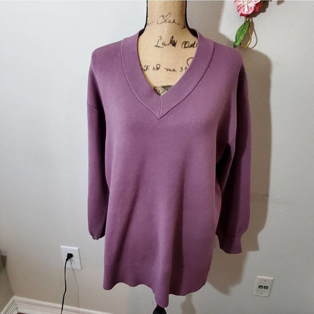 French Connection purple statement puffed sleeve sweater plus‎ size XXL NEW!!!